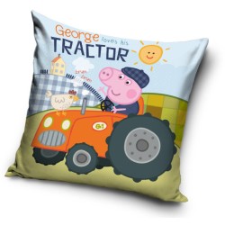 Housse de coussin en velours Peppa Pig George's Tractor 40x40 cm