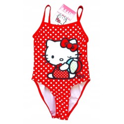 Maillot de bain rouge Hello Kitty pour enfants, natation 104-134 cm