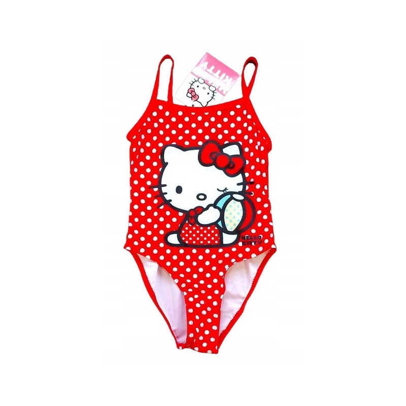 Maillot de bain rouge Hello Kitty pour enfants, natation 104-134 cm