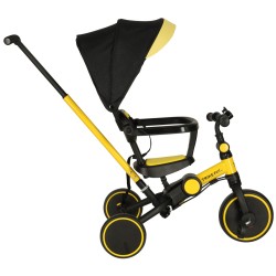 Tricycle jaune-noir avec un auvent