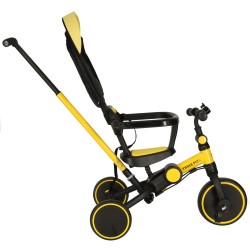 Tricycle yellow-black tricycle with a canopy