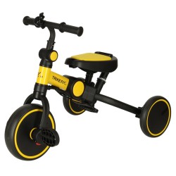 Tricycle yellow-black tricycle with a canopy