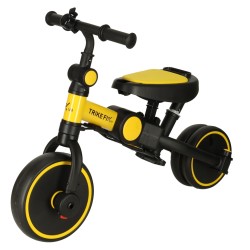 Tricycle yellow-black tricycle with a canopy