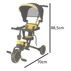 Tricycle jaune-noir avec un auvent