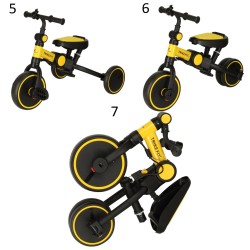 Tricycle jaune-noir avec un auvent