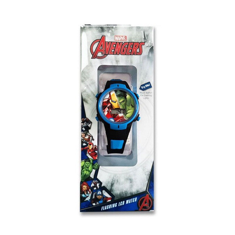 Montre-bracelet numérique lumineuse Avengers Blue dans une boîte