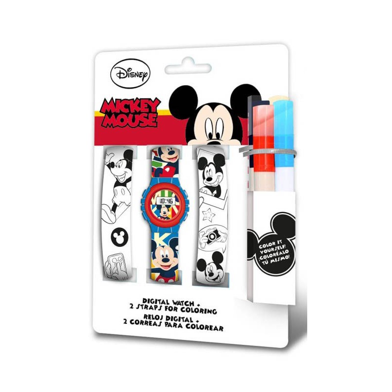 Coffret montre numérique Disney Mickey Fun + bracelet de montre à colorier