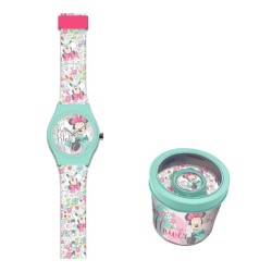 Disney Minnie  Flower analog watch in metal box