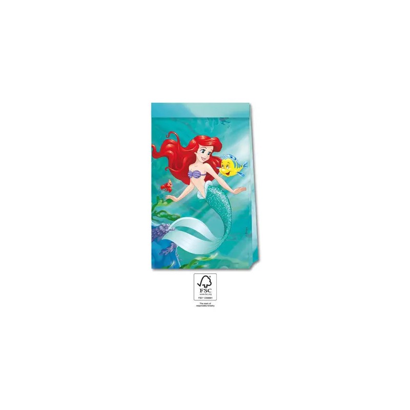 Lot de 4 sacs en papier Disney Princess Ariel Curious FSC