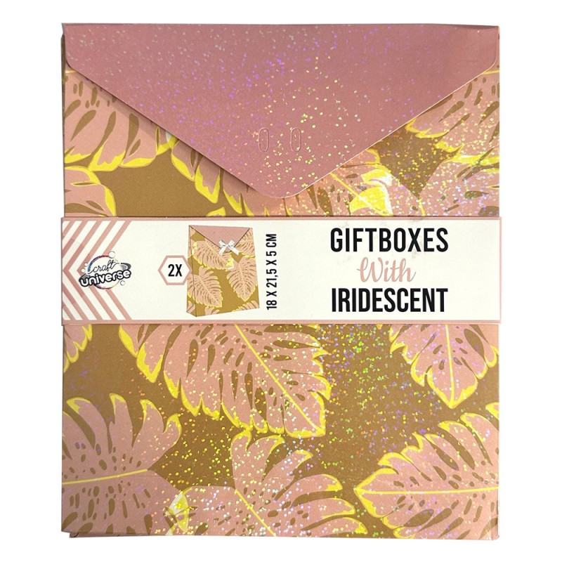 Coffret cadeau à motifs de feuilles irisées colorées, lot de 2