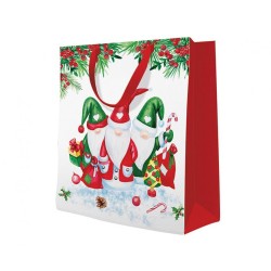 Christmas Gnomes i dwarfs Christmas paper gift bag 26.5x33.5x13 cm