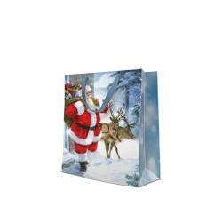 Christmas Santa is Coming i elves paper gift bag 26.5x33.5x13 cm