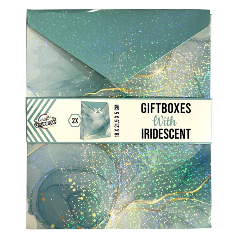 Coffret cadeau couleur turquoise irisé, lot de 2