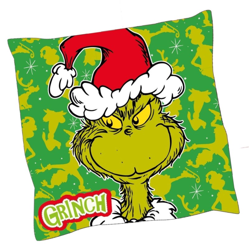 Coussin décoratif espiègle Grinch 38 cm