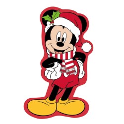 Coussin décoratif 3D en velours Disney Mickey Noël 35 cm