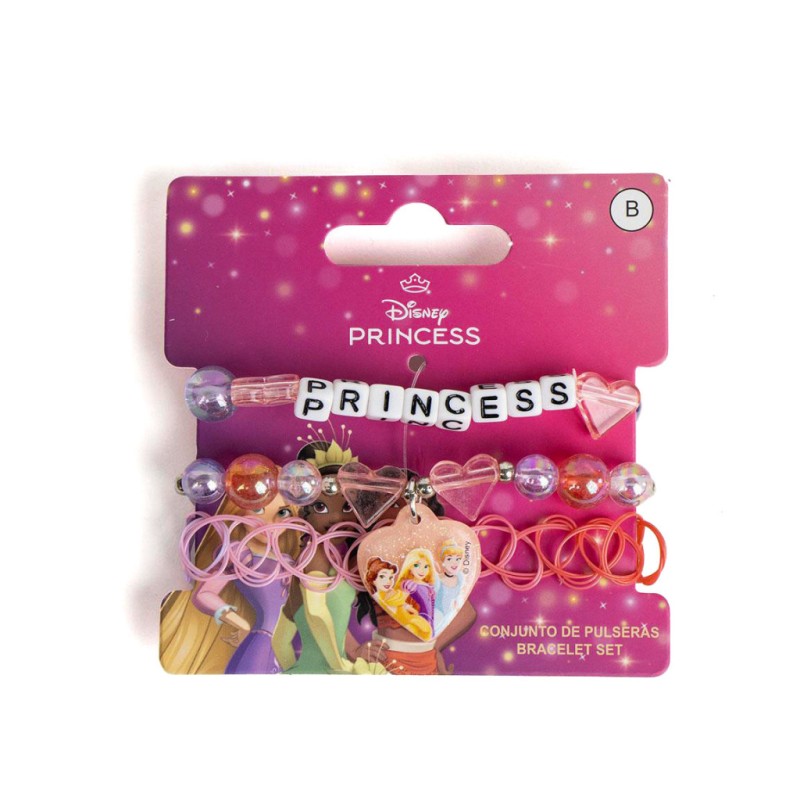 Ensemble de 3 bracelets en forme de cœur Disney Princess