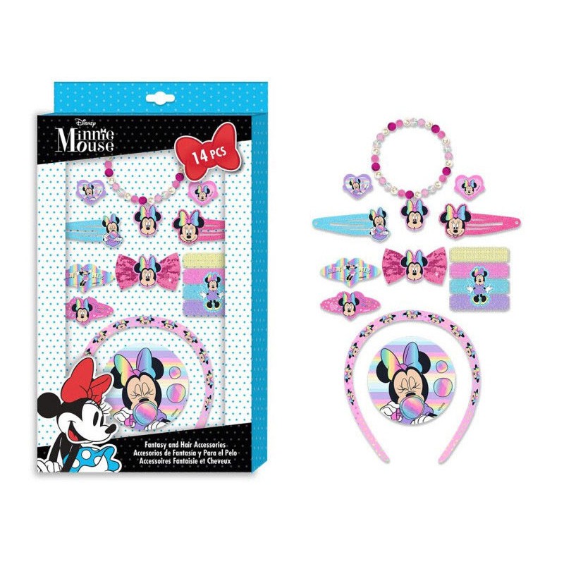 Ensemble d'accessoires pour cheveux Disney Minnie 14 pièces