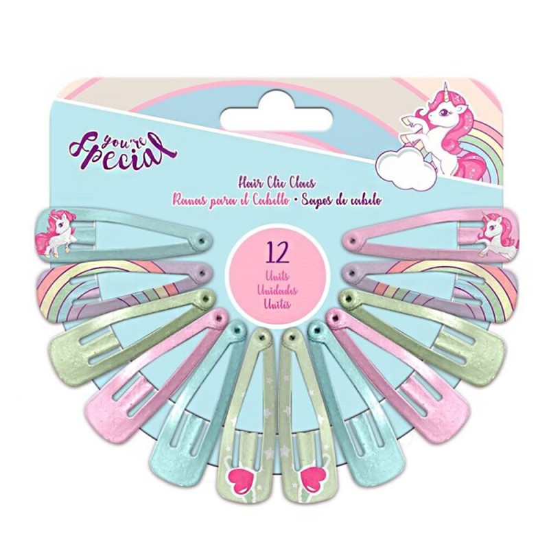 Lot de 12 pinces à cheveux spéciales licorne