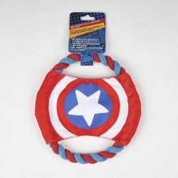 Avengers squeaking frisbee and rope dog toy