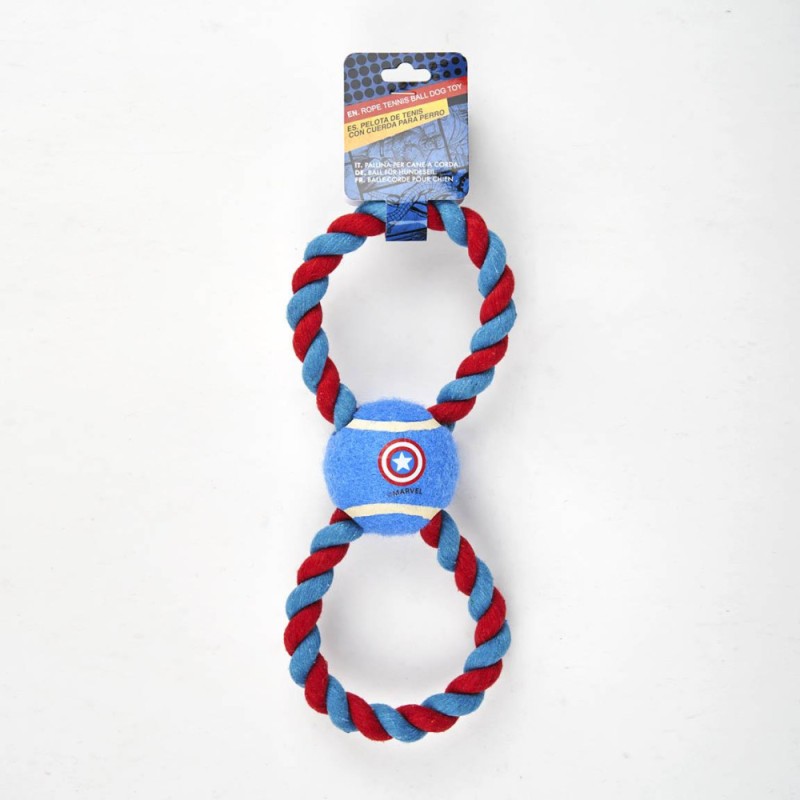 Avengers tennis ball and rope dog toy