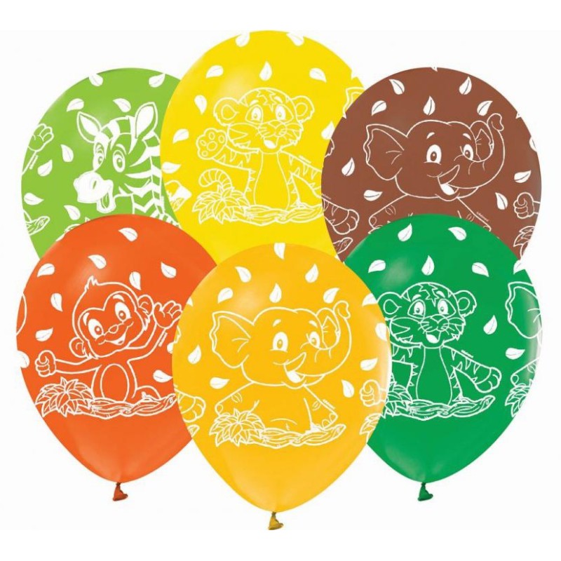 Animals Jungle balloon, 5 piece set 30cm (12 inch)