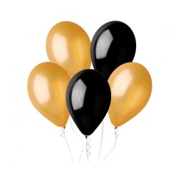 Colour B&C Black-Gold balloon, 5 pcs 12 inch (30 cm)