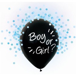 Party Boy or Girl, Balloon filled with blue confetti, 4 pcs 12 inch (30 cm)