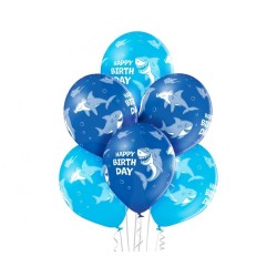 Shark Blue balloon, 6 pcs 12 inch (30cm)