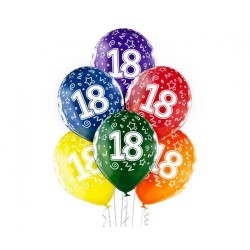 Happy Birthday Colorful Happy Birthday 18 balloons, set of 6, 12 inch (30cm)