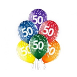 Happy Birthday Colorful Happy Birthday 50 Balloons, Set of 6, 12 inches (30cm)