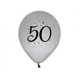 Happy Birthday Silver Silver Happy Birthday 50 Balloons, 5 pcs 12 inch (30cm)