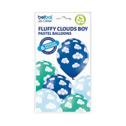 Baby Fluffy Clouds Boy, Balloon set, 6 pcs, 12 inch (30 cm)