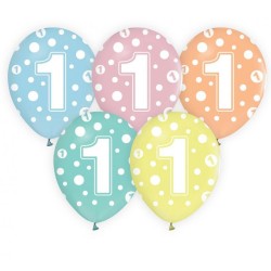 Happy Birthday Dots Happy Birthday 1 balloon, 5-piece set 12 inch (30cm)