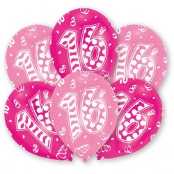 Happy Birthday Pink Happy Birthday 16 balloons, 6-pack 11 inches (27.5 cm)