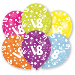 Happy Birthday Colorful Happy Birthday 18 balloons, 6-pack 11 inch (27.5cm)