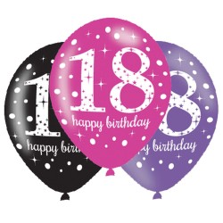 Happy Birthday Pink Happy Birthday 18 balloons, 6-piece set, 11 inch (27.5 cm)