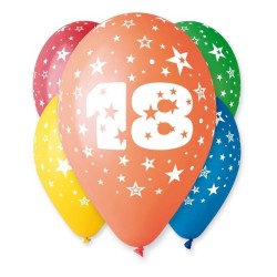 Happy Birthday Happy Birthday 18 Star balloon, 5 pcs 12 inch (30cm)