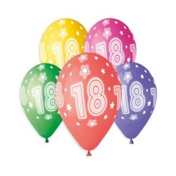 Happy Birthday Star Happy Birthday 18 balloons, pack of 5, 13 inch (33 cm)