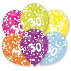 Happy Birthday Colorful Happy Birthday 30 balloon, 6 pcs 11 inch (27.5cm)