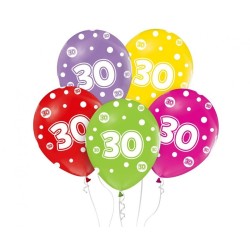 Happy Birthday Dots Happy Birthday 30 balloons, set of 5, 12 inches (30cm)