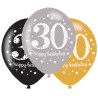 Happy Birthday Gold Happy Birthday 30 balloons, pack of 6 11 inch (27.5 cm)