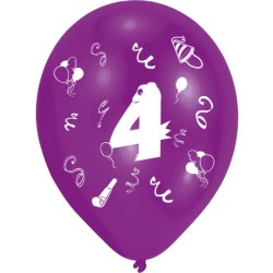 Happy Birthday Ribbon Happy Birthday 4 balloons, pack of 8 balloons, 10 inch (25.4cm)