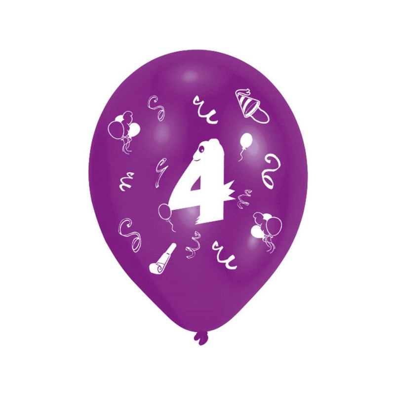 Happy Birthday Ribbon Happy Birthday 4 balloons, pack of 8 balloons, 10 inch (25.4cm)