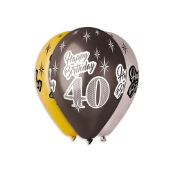 Ballon métallique Joyeux anniversaire 40, 6 pièces 12 pouces (30 cm)