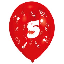 Happy Birthday Ribbon Happy Birthday 5 balloons, pack of 8 balloons, 10 inches (25.4 cm)