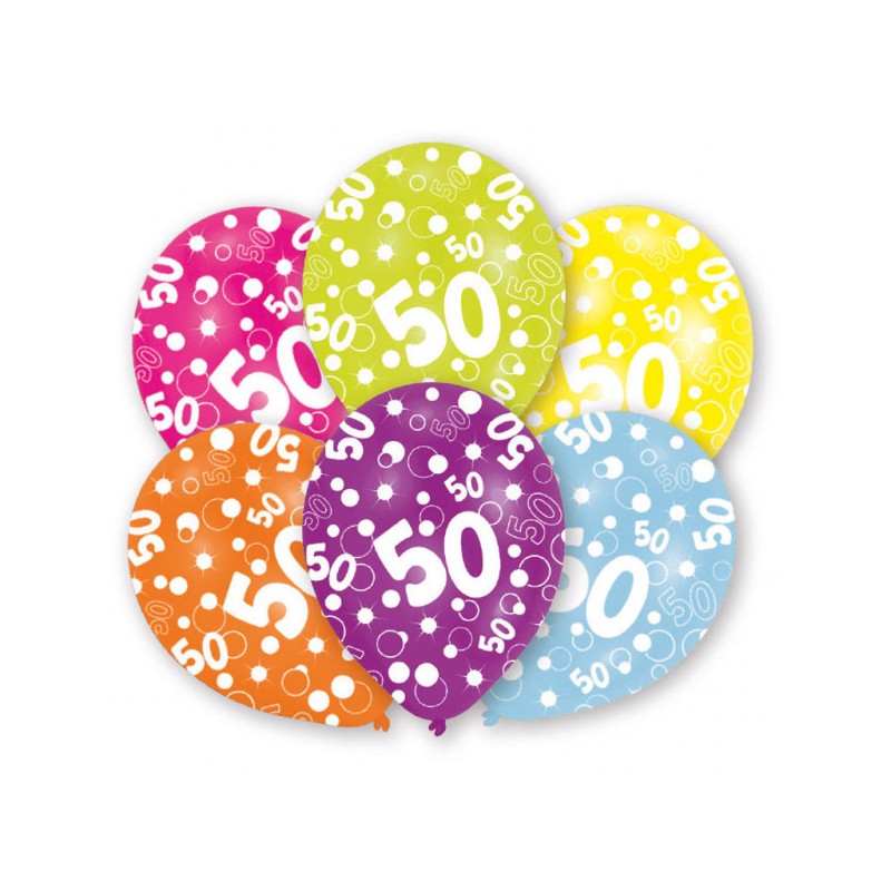 Happy Birthday Colorful Happy Birthday 50 Balloon, 6 pcs 11 inch (27.5cm)