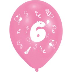 Happy Birthday Ribbon Happy Birthday 6 balloons, 8-piece set 10 inch (25.4cm)