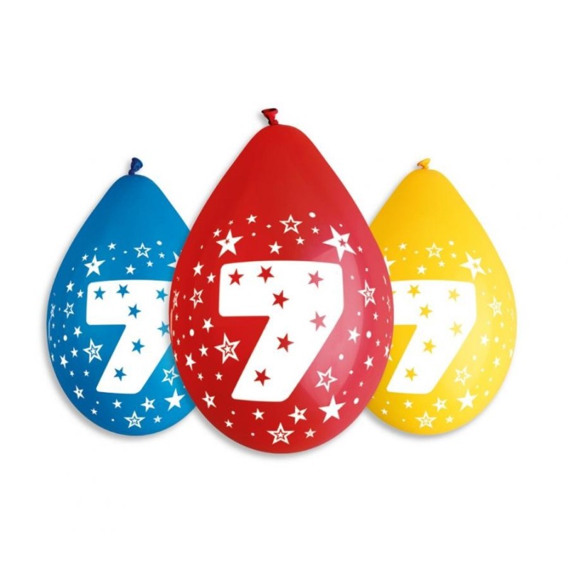 Happy Birthday Star Happy Birthday 7 hanging balloons, set of 5 balloons, 12 inch (30 cm)