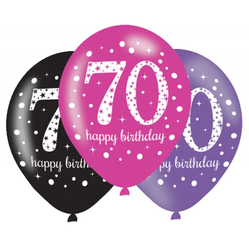 Happy Birthday Pink Happy Birthday 70 balloons, 6 pieces, 11 inches (27.5 cm)