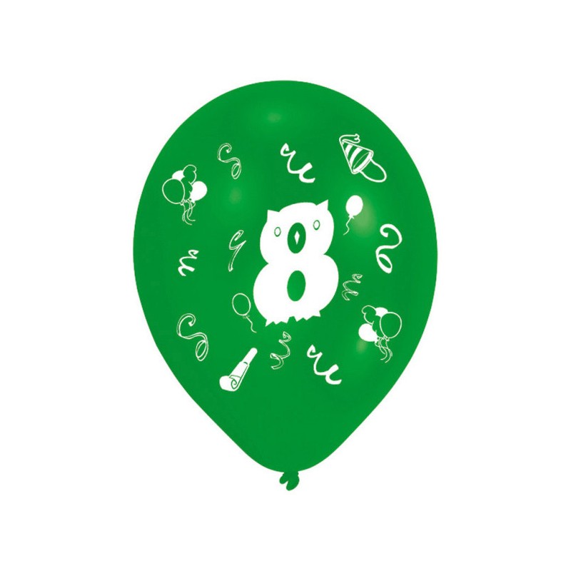 Happy Birthday Ribbon Happy Birthday 8 balloons, pack of 8 balloons 10 inch (25.4 cm)